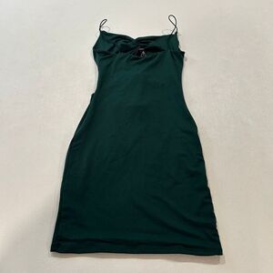 Windsor Dark Green Ruched Bodycon Mini Dress Spaghetti Strap Small
